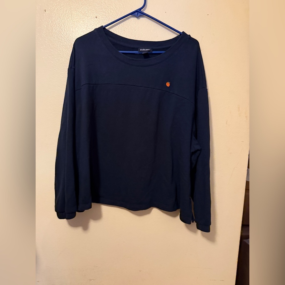 Navy Blue Long Sleeve Sweatshirt Size1x